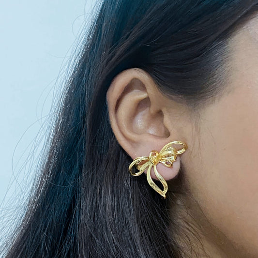 Golden Flutter Bow Earrings